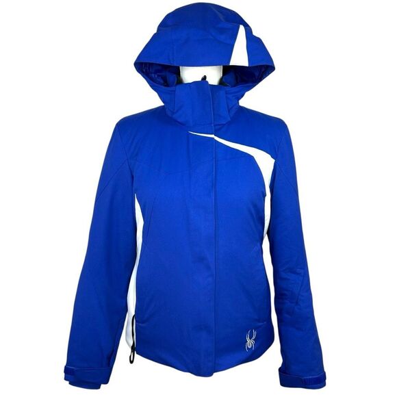 Spyder Amp Women’s Size 4 Blue White Ski Jacket‎ 10/10K Thinsulate Winter Coat - Picture 1 of 14